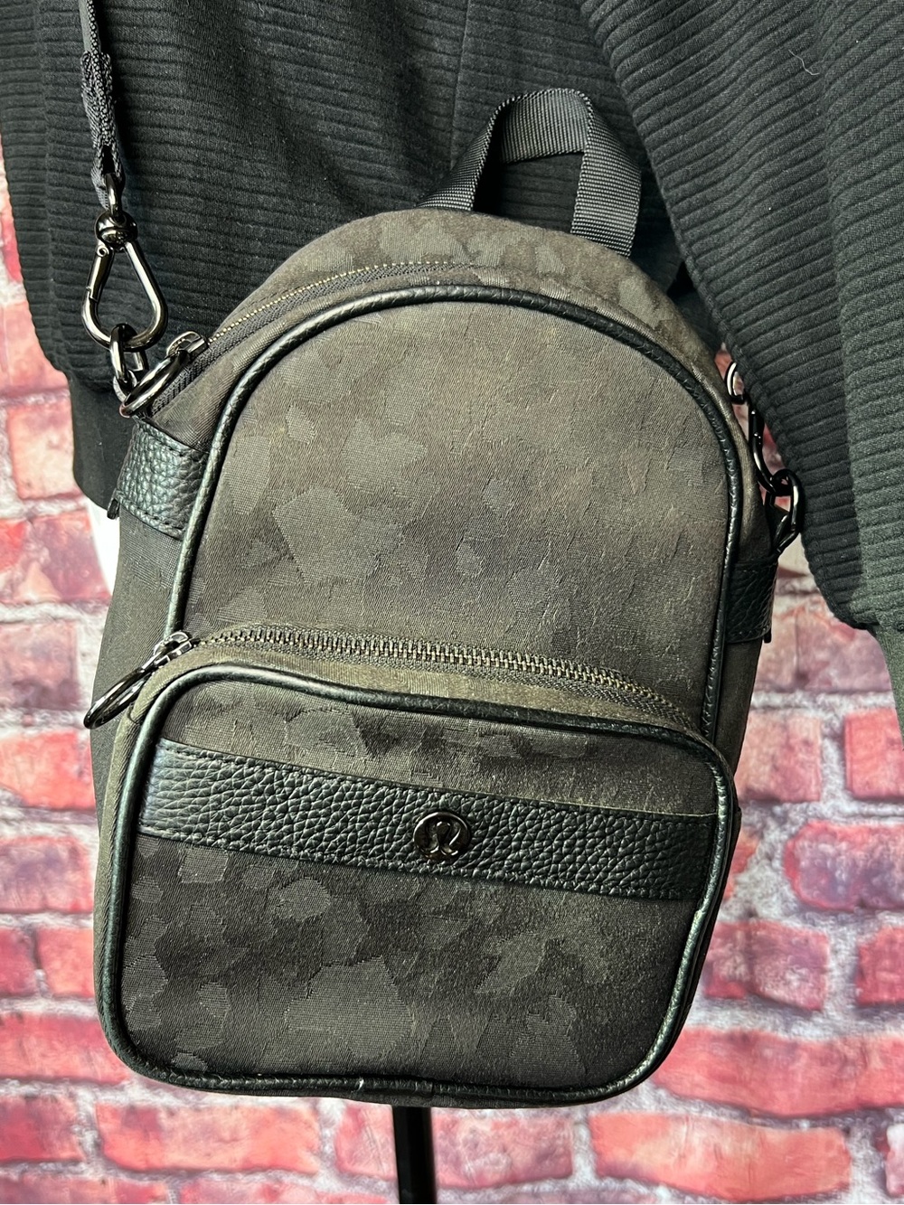 Lululemon Now and Always Convertible Mini Backpack Crossbody Camo Leather